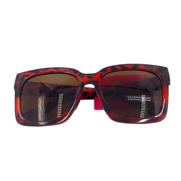 Lunettes 🕶 De Soleil Oversized Red Square Frame Sunglasses - Picture 4 of 6